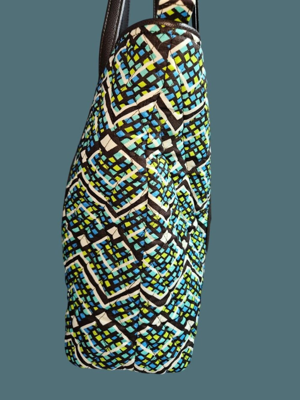 Vera Bradley Small Trimmed Vera Rain Forest Top Zip Tote Shoulder Bag - Picture 6 of 10